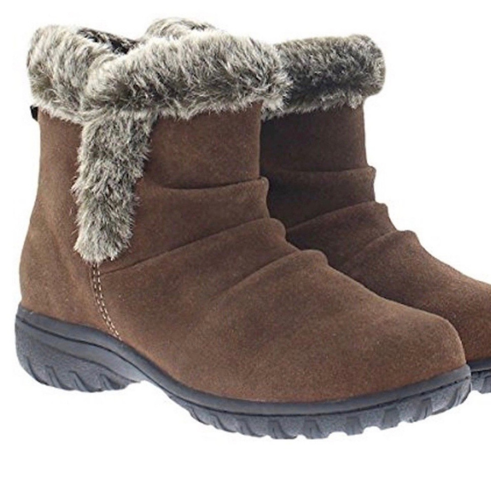 KHOMBU LISA SUEDE WINTER SHORT BOOT BROWN NEW